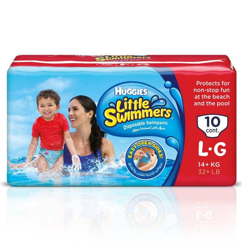 Huggies - Little Swimmer Disposable Swim Pants Diapers, 14+ Kg, 10 Count - Large, Easy Open Sides - Image 1