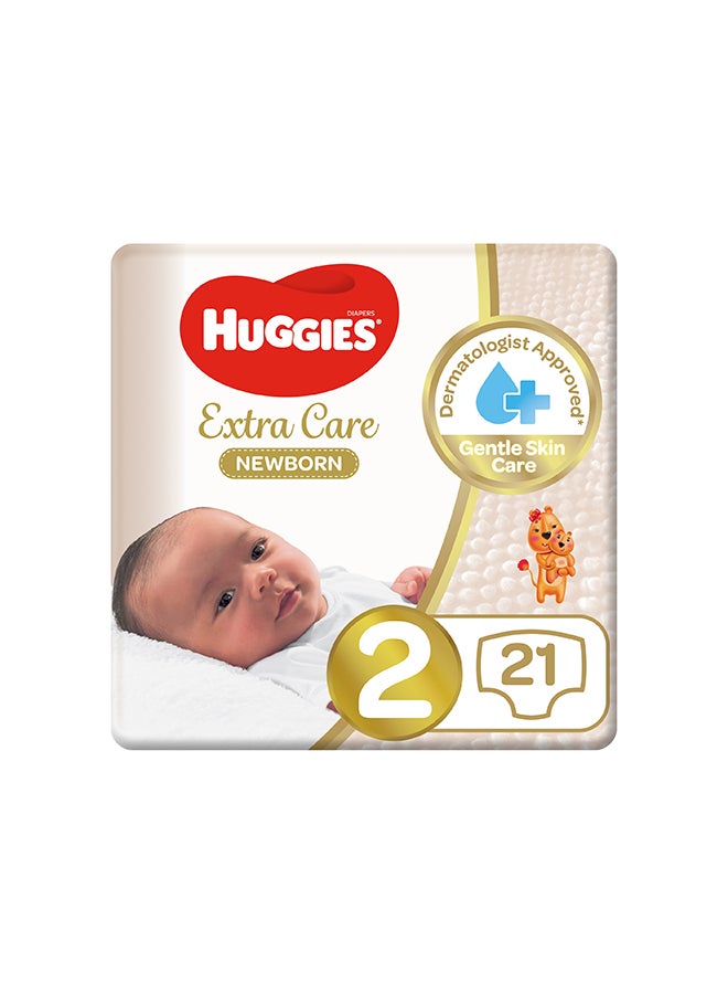 Huggies - Extra Care Newborn, Size 2, 4 - 6 kg, Carry Pack, 21 Diapers - Image 1