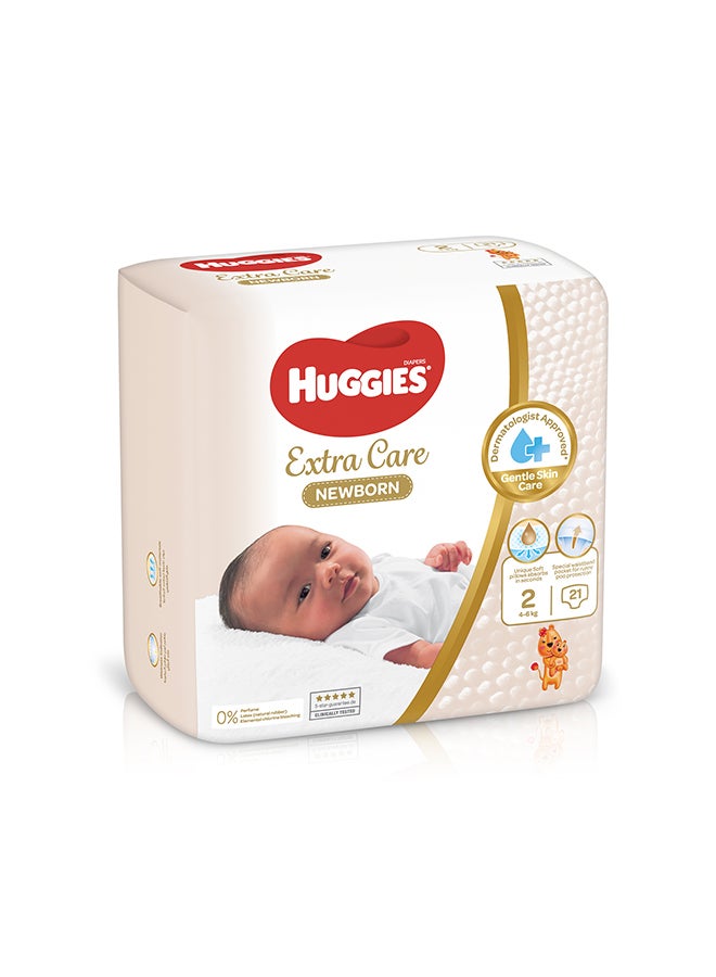 Huggies - Extra Care Newborn, Size 2, 4 - 6 kg, Carry Pack, 21 Diapers - Image 1