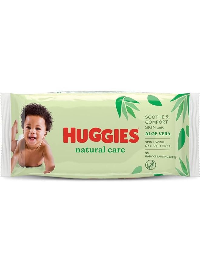 Huggies - Natural Baby Wipes, Aloe Vera Wipes, 1 Pack x 56 Wipes - Image 1