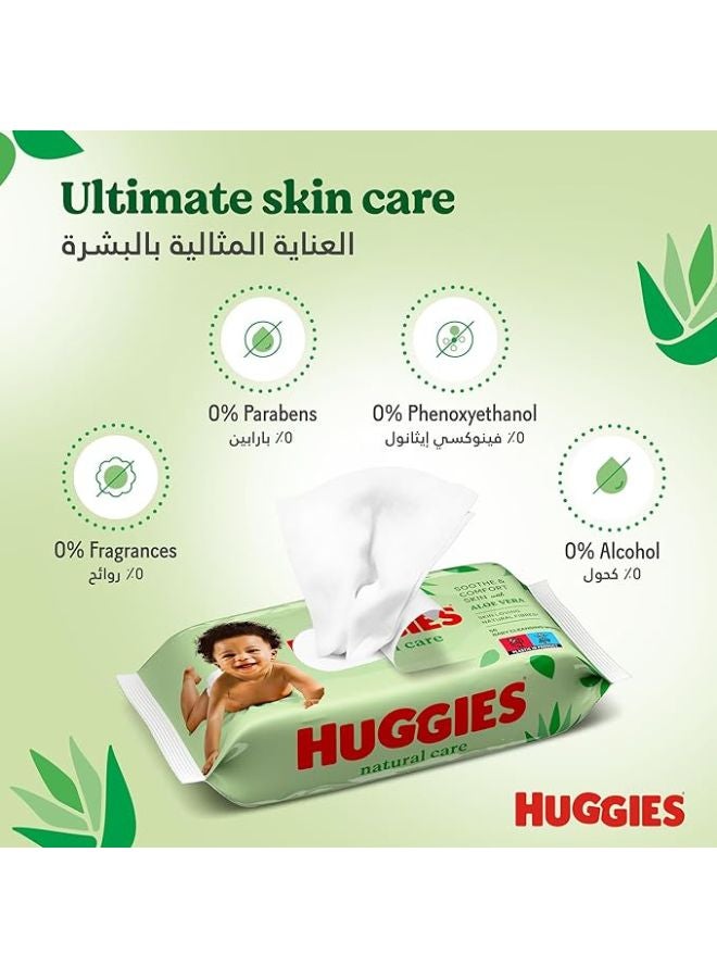 Huggies - Natural Baby Wipes, Aloe Vera Wipes, 1 Pack x 56 Wipes - Image 1