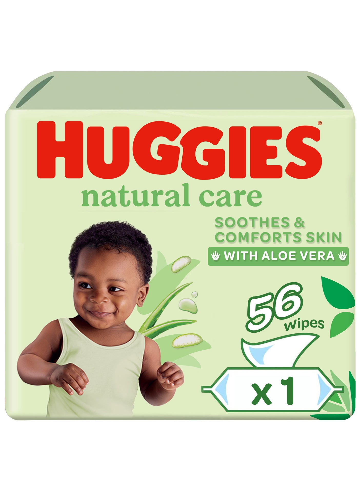 HUGGIES Natural Baby Wipes, Aloe Vera Wipes, 1 Pack x 56 Wipes