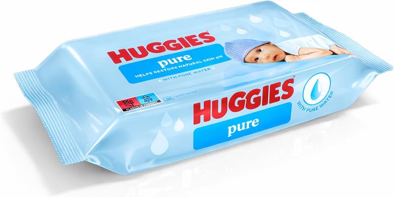 Huggies Pure Baby Wipes, 99% Pure Water Wipes, 1 Pack x 56 Wipes - Image 2