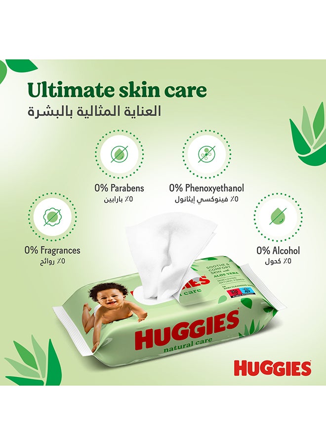 Huggies Natural Baby Wipes, Aloe Vera Wipes, 3 Pack x 56 Wipes, 168 Count  - Image 3