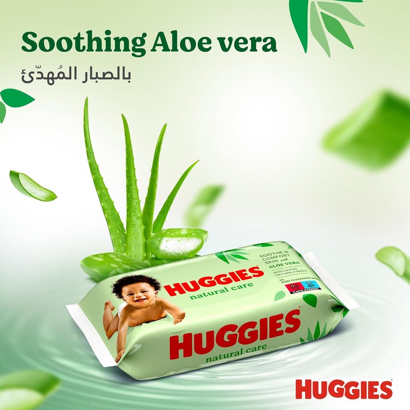 Huggies Natural Baby Wipes, Aloe Vera Wipes, 3 Pack x 56 Wipes (168 Wipes) - Image 4