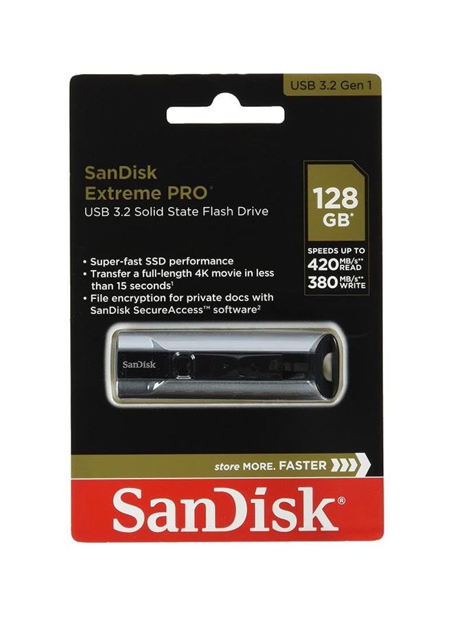 Sandisk - 128 GB Extreme PRO Solid State Flash Drive USB 3.0 Gen 1 USB Type C Read Speed Up to 420MB/s Write Speed Up to 380MB/s SDCZ880-128G-G46 128 GB - Image 1
