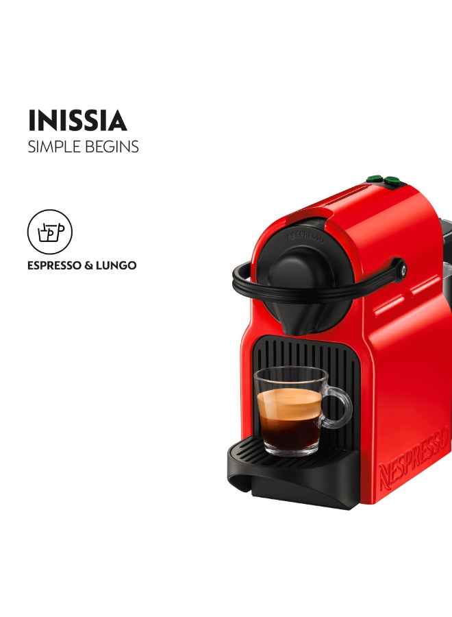 Nespresso Inissia C40 Espresso Capsule Coffee Machine, 0.7 L, 19 Bar Pressure 0.7 L 1260 W C40-ME-RE-NE5 Red - Image 2