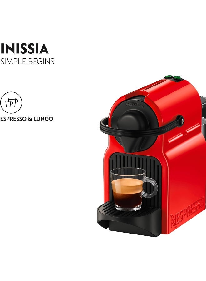 Nespresso Inissia C40 Espresso Capsule Coffee Machine, 0.7 L, 19 Bar Pressure 0.7 L 1260 W C40-ME-RE-NE5 Red - Image 3