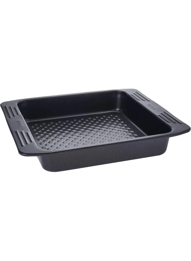 تيفال TEFAL صينية خبز | Easy Grip مربعة 21 × 21 سم | فولاذ كربوني | سهولة التعامل | مقابض كبيرة | طلاء غير لاصق | سهل الإفراج | سهل التنظيف | رمادي داكن | ضمان لمدة سنتين | J1625245