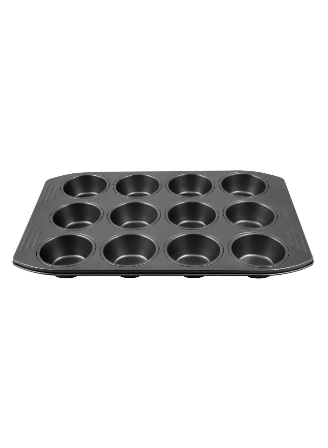 Tefal TEFAL Baking Mold | Easy Grip 12 Muffins 26.5x39.5cm | Carbon Steel | Easy Handling | Large Handles | Non-Stick Coating | Easy Release | Easy Cleaning | Dark Grey | 2 Years Warranty | J1625745