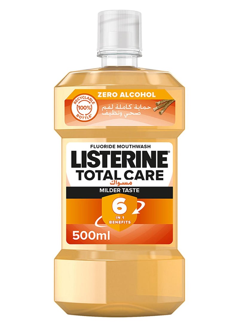 Listerine Total Care Miswak Daily Mouthwash Milder Taste Zero Alcohol Fluoride 500ml - Image 1