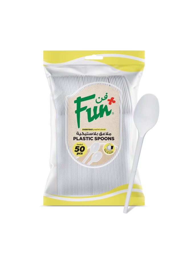 Fun 50-Piece Disposable Spoons White  - Image 1