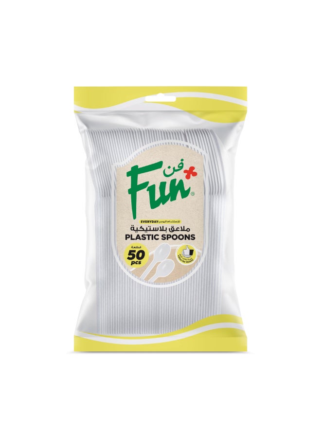 Fun 50-Piece Disposable Spoons White  - Image 2