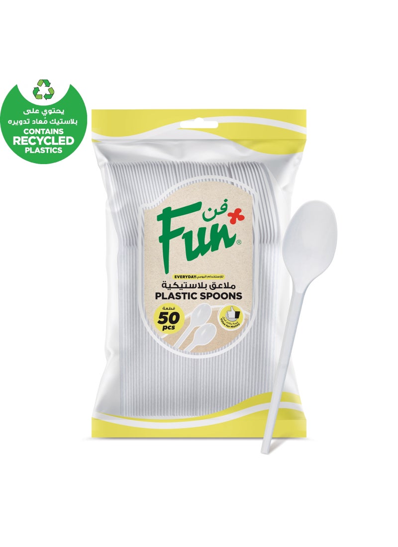 Fun 50-Piece Disposable Spoons White - Image 1