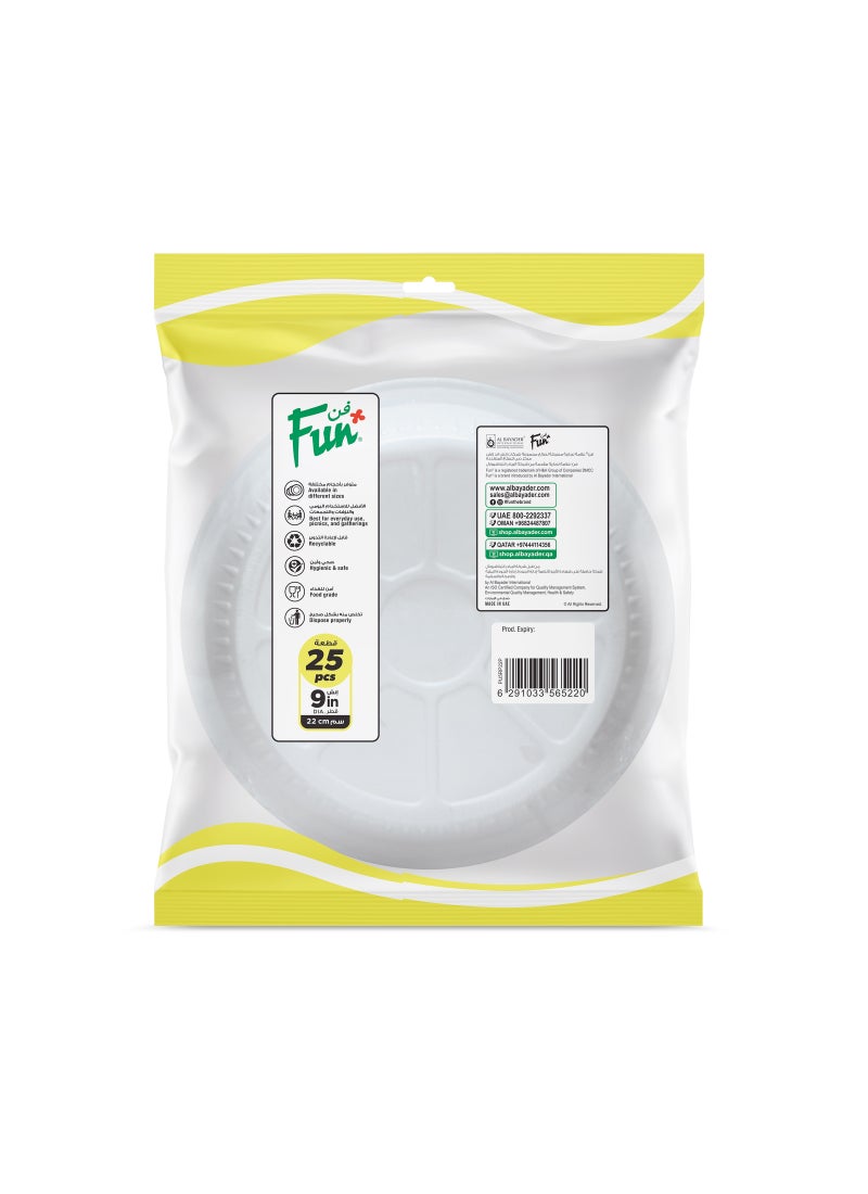 Fun Disposable Plates 25 Pieces White 22cm  - Image 2