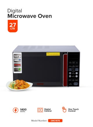 Digital Microwave Oven - Microwave Oven with Multiple Cooking Menus |Reheating & Defrost Function |Child Lock |Digital Controls 27 L 900 W GMO1876 Silver - pnsku/N12059905A/45/_/1728998118/89eea275-5244-4a15-b0a5-6599ee95270f