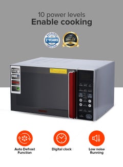 GEEPAS Digital Microwave Oven - Microwave Oven with Multiple Cooking Menus |Reheating & Defrost Function |Child Lock |Digital Controls 27 L 900 W GMO1876 Silver  - Image 2
