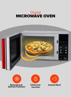GEEPAS Digital Microwave Oven - Microwave Oven with Multiple Cooking Menus |Reheating & Defrost Function |Child Lock |Digital Controls 27 L 900 W GMO1876 Silver  - Image 4