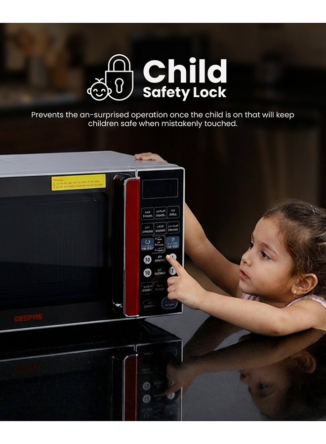 GEEPAS Digital Microwave Oven - Microwave Oven with Multiple Cooking Menus |Reheating & Defrost Function |Child Lock |Digital Controls 27 L 1400 W GMO1876 Silver - Image 5