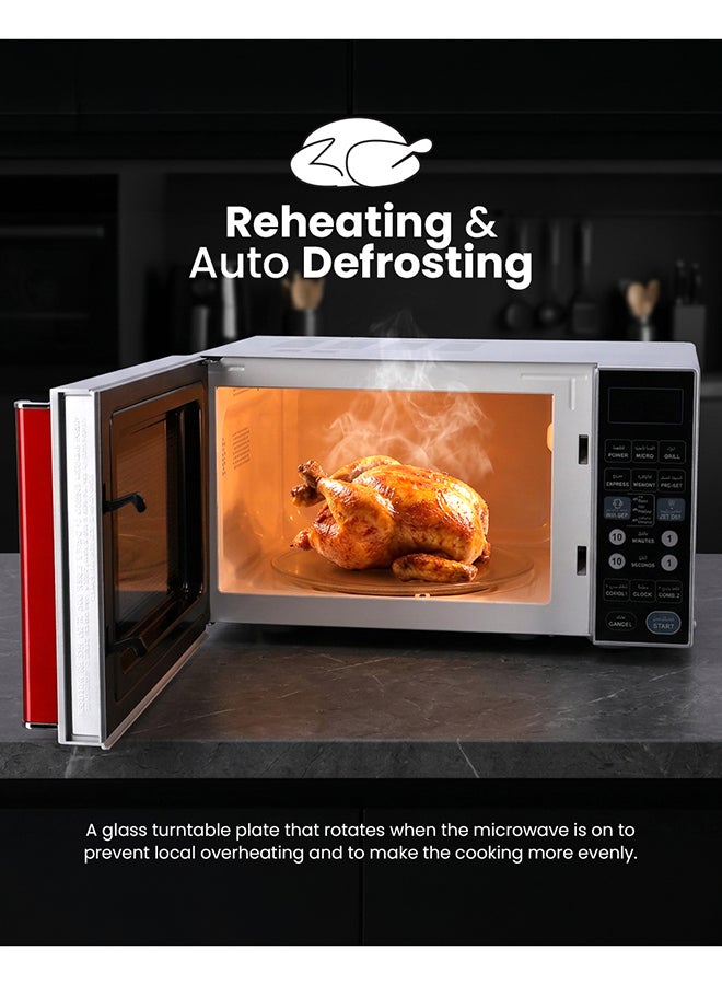 GEEPAS Digital Microwave Oven - Microwave Oven with Multiple Cooking Menus |Reheating & Defrost Function |Child Lock |Digital Controls 27 L 1400 W GMO1876 Silver - Image 3