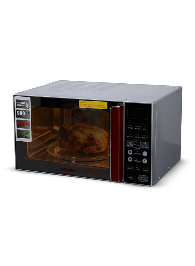 GEEPAS Digital Microwave Oven - Microwave Oven with Multiple Cooking Menus |Reheating & Defrost Function |Child Lock |Digital Controls 27 L 1400 W GMO1876 Silver - Image 1