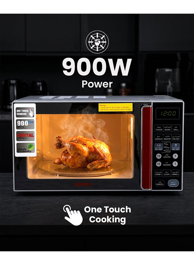 GEEPAS Digital Microwave Oven - Microwave Oven with Multiple Cooking Menus |Reheating & Defrost Function |Child Lock |Digital Controls 27 L 1400 W GMO1876 Silver - Image 4