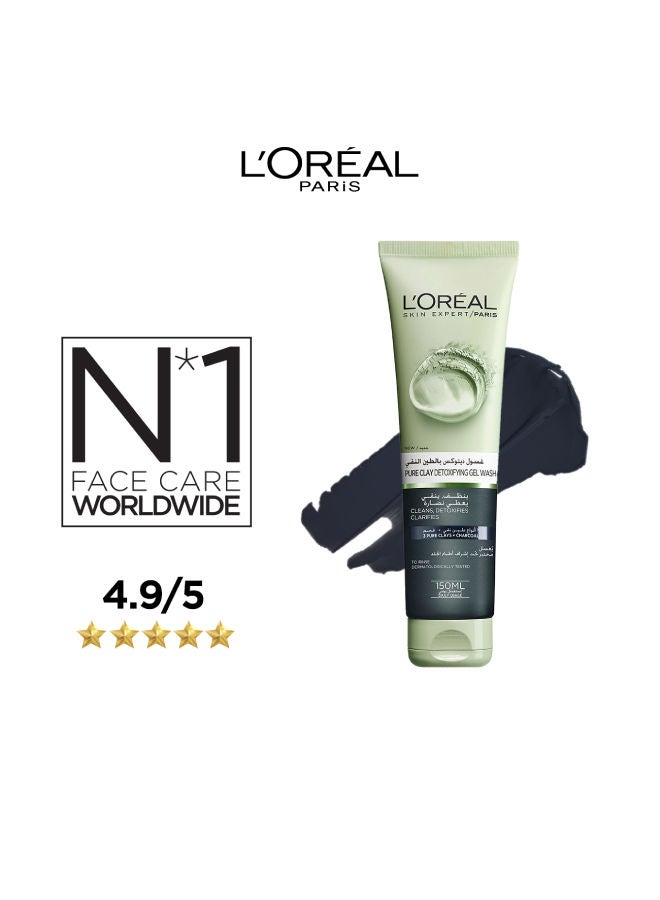 L'OREAL PARIS - Pure Clay Detoxifying Gel Wash Black 150ml - Image 1