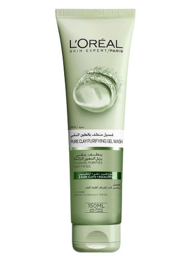 لوريال باريس غسول وجه بالطين النقي والطحالب للتقشير والتفتيح، أخضر بلون أشجار الكافور 150ملليلتر - Image 1