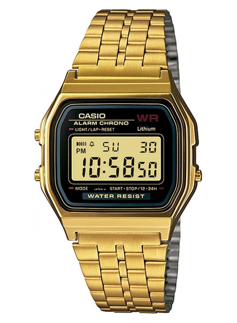 CASIO Men's Water Resistant Stainless Steel Digital Watch A159WG- - 37 mm - Gold - Image 1