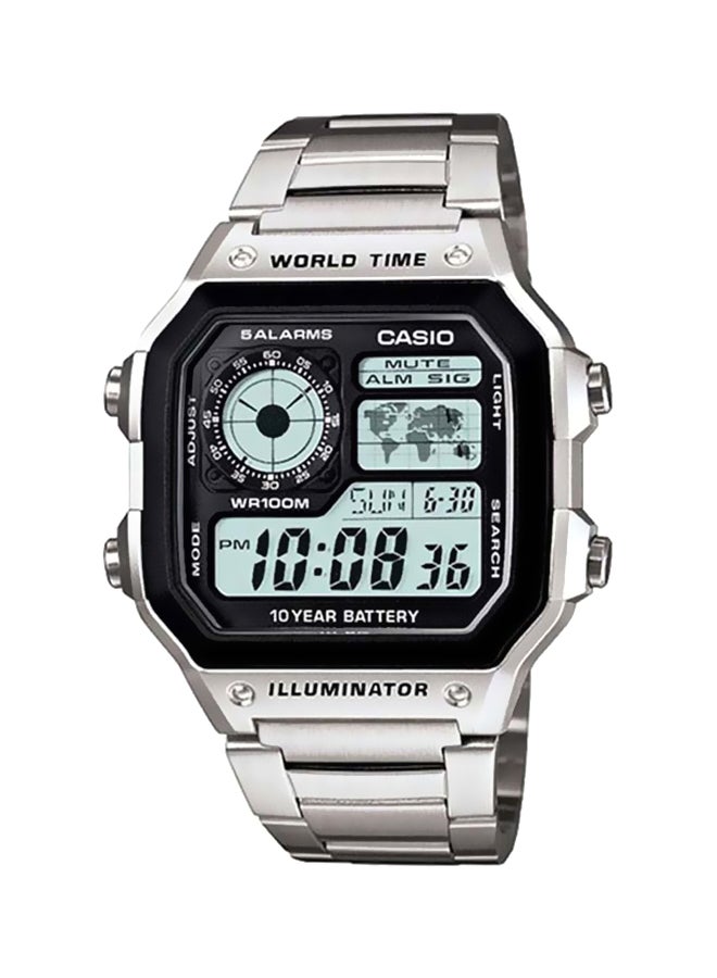 CASIO Men's World Time Digital Watch AE1200WHD - 42 mm - Silver - Image 1