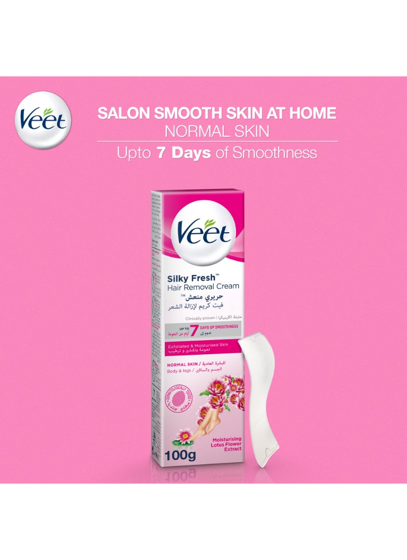 Veet - Moisturising Lotus Flower And Legs Silky Fresh Hair Removal Cream For Normal Skin 100.0grams - Image 1