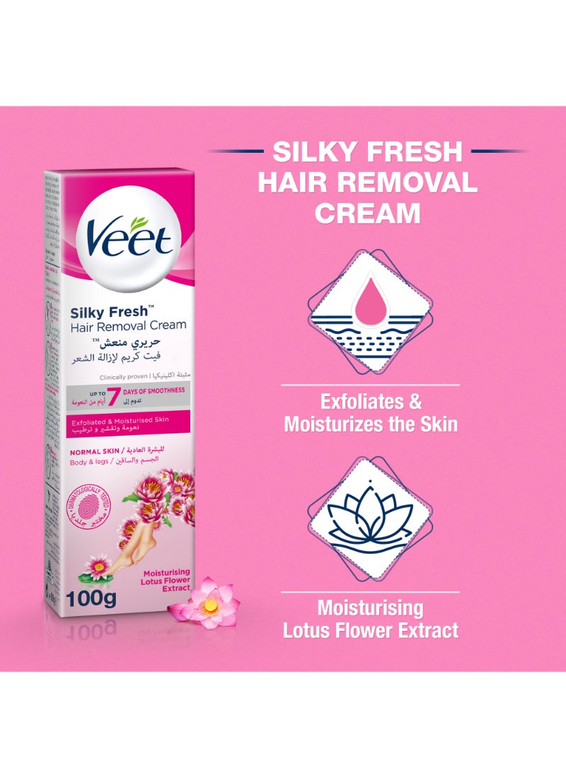 Veet - Moisturising Lotus Flower And Legs Silky Fresh Hair Removal Cream For Normal Skin 100.0grams - Image 1