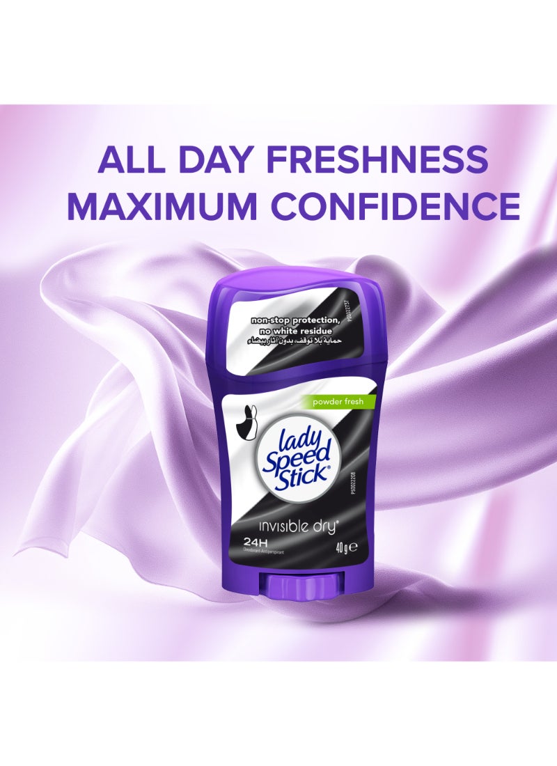 ليدي سبيد ستيك مزيل ومضاد التعرق إنفيزيبل دراي باودر فريش 40جرام - Image 5