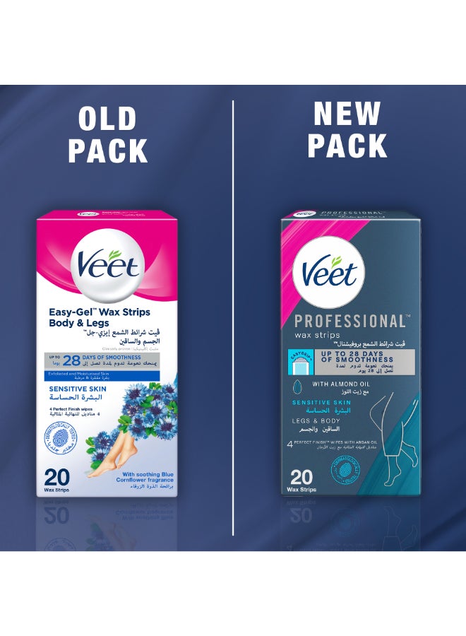 Veet Hair Removal Easy Gel Strips Body And Legs For Sensitive Skin Soothing Almond Oil 20 Strips  - Image 2