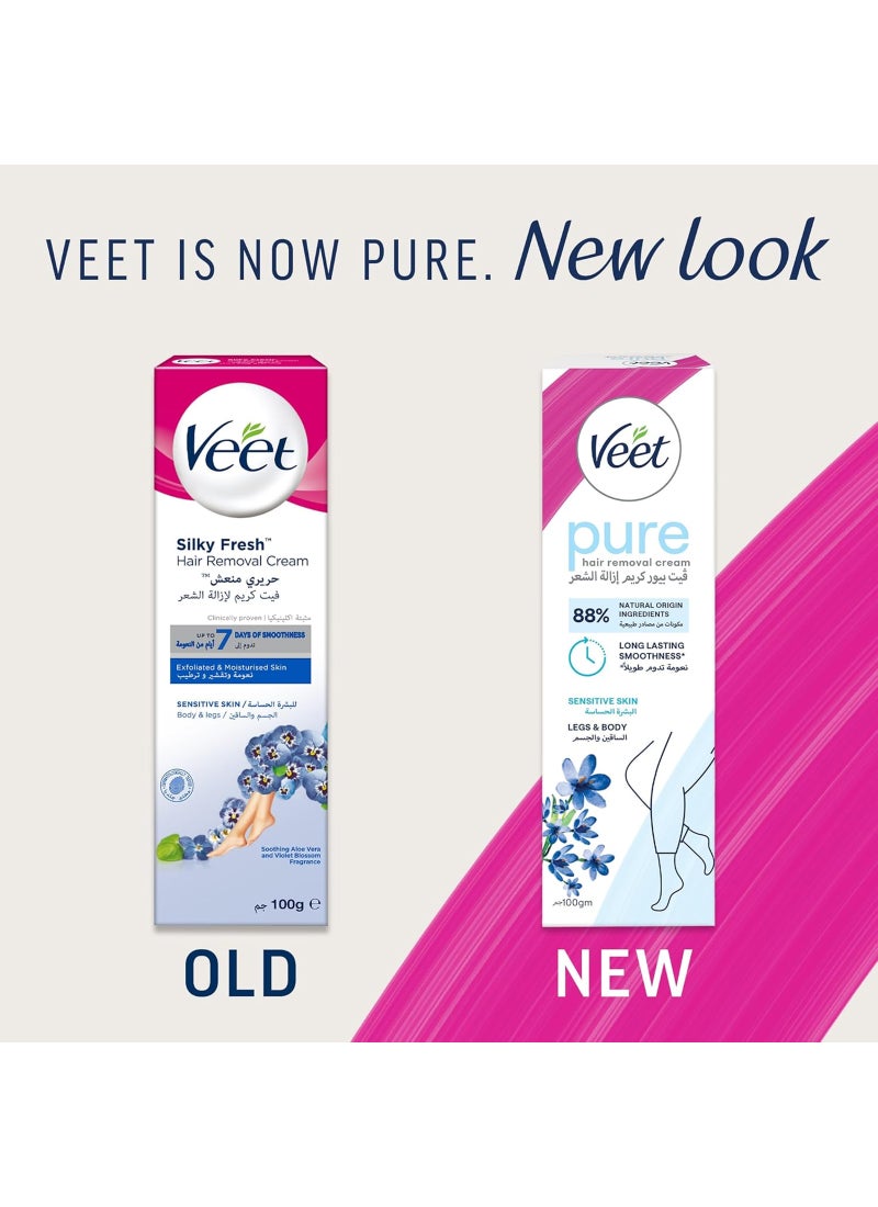 Veet Soothing Aloe Vera And Violet Blossom Silky Fresh Hair Removal Body And Legs Cream For Sensitive Skin Soothing Aloe Vera And Violet Blossom 100grams - Image 2