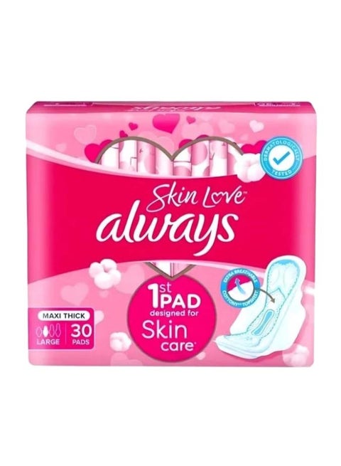 Cotton Skin Love Sanitary Large Thick Pads 30 Count