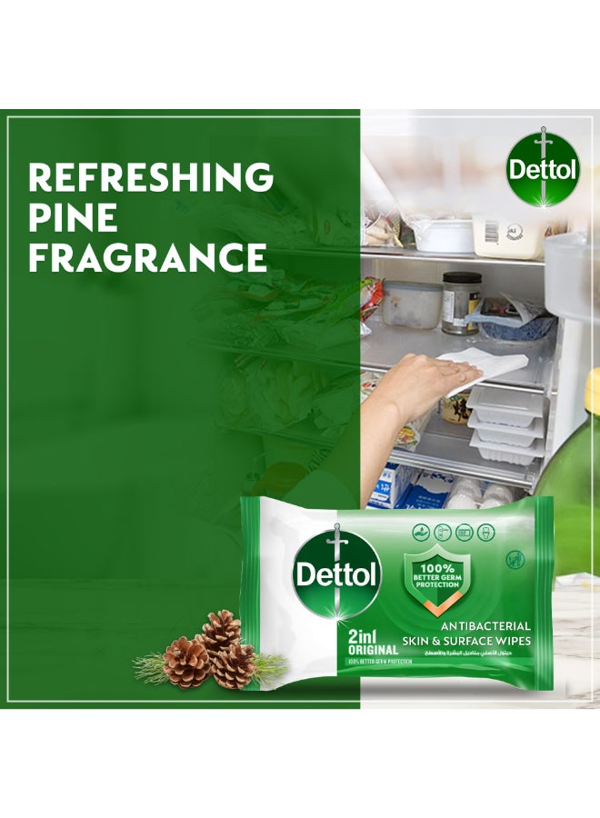 Dettol Original 2 In 1 Antibacterial Skin And Surface Wipes Pack of 80  - Image 4