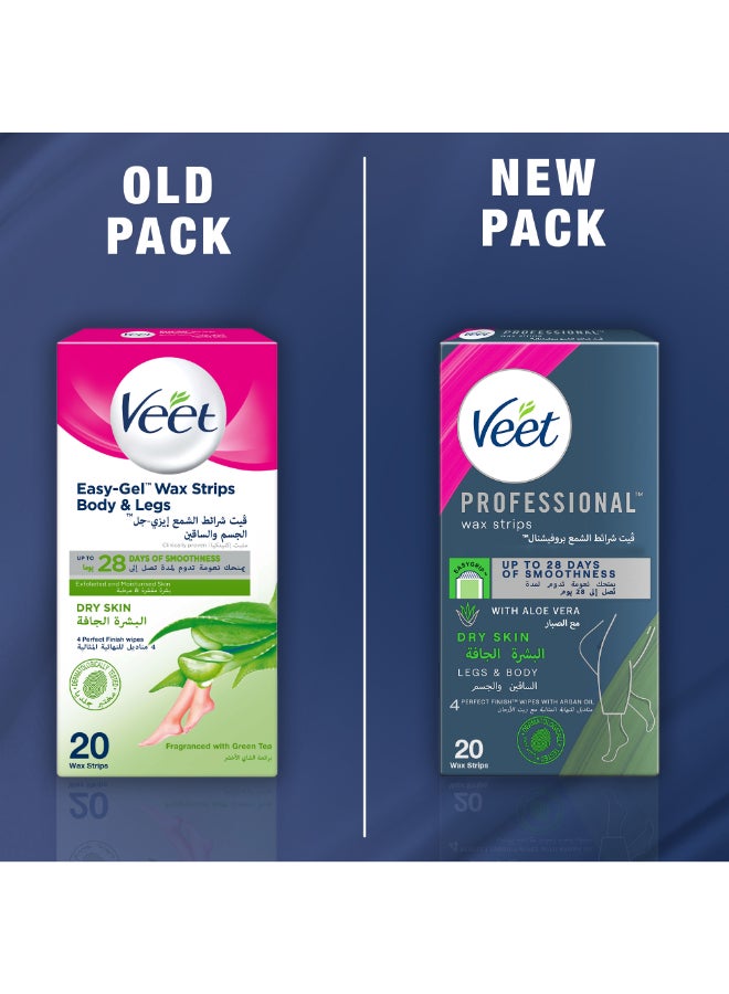 Veet - Nourishing Aloe Vera And Green Tea Scent Easy Gel Body And Legs Hair Removal For Dry Skin 20 Strips - Image 1