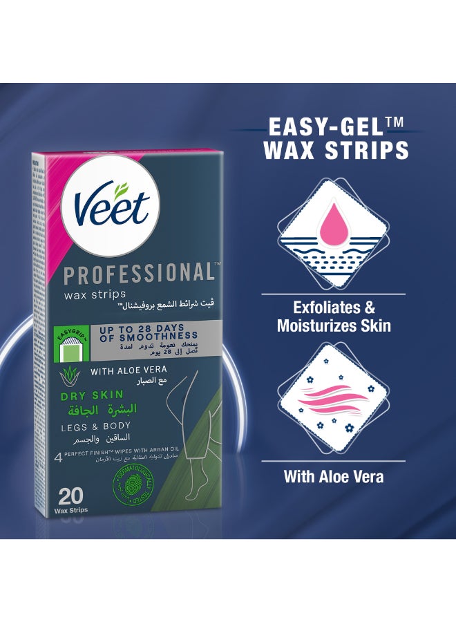 Veet - Nourishing Aloe Vera And Green Tea Scent Easy Gel Body And Legs Hair Removal For Dry Skin 20 Strips - Image 1