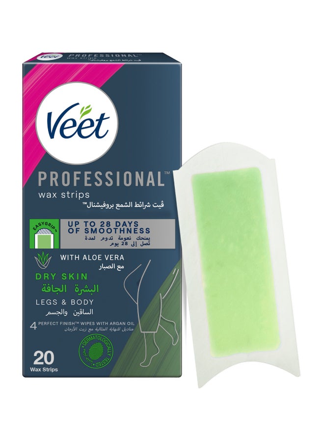 Veet - Nourishing Aloe Vera And Green Tea Scent Easy Gel Body And Legs Hair Removal For Dry Skin 20 Strips - Image 1