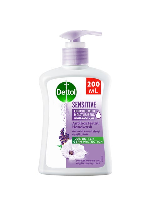 Sensitive Handwash Liquid Soap Pump Lavender And White Musk Fragrance 200ml