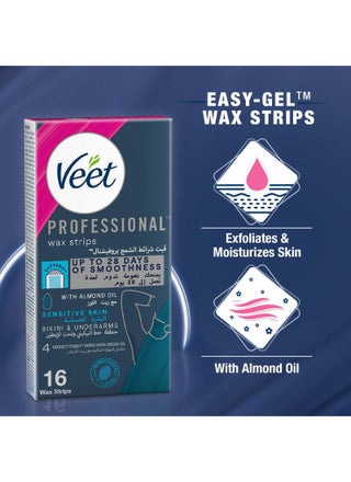 Professional Hair Removal Wax Strips for Sensitive Skin Bikini And Underarms,16 Strips blue - view 2