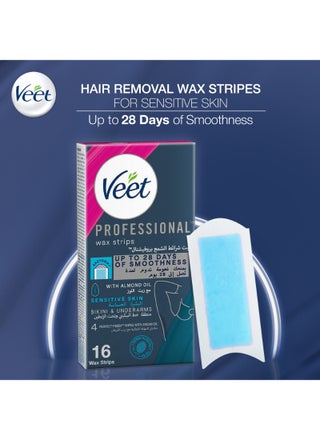 Professional Hair Removal Wax Strips for Sensitive Skin Bikini And Underarms,16 Strips blue - view 5