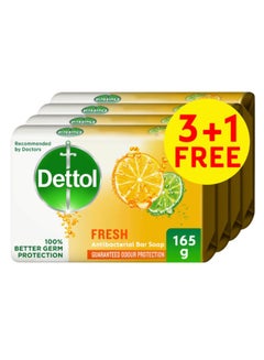 Dettol Fresh Anti-Bacterial Soap Bar Citrus & Orange Blossom Fragrance 165grams Pack of 4  - Image 1