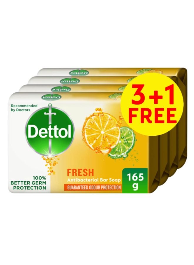Dettol Fresh Anti-Bacterial Soap Bar Citrus & Orange Blossom Fragrance 165grams Pack of 4  - Image 1