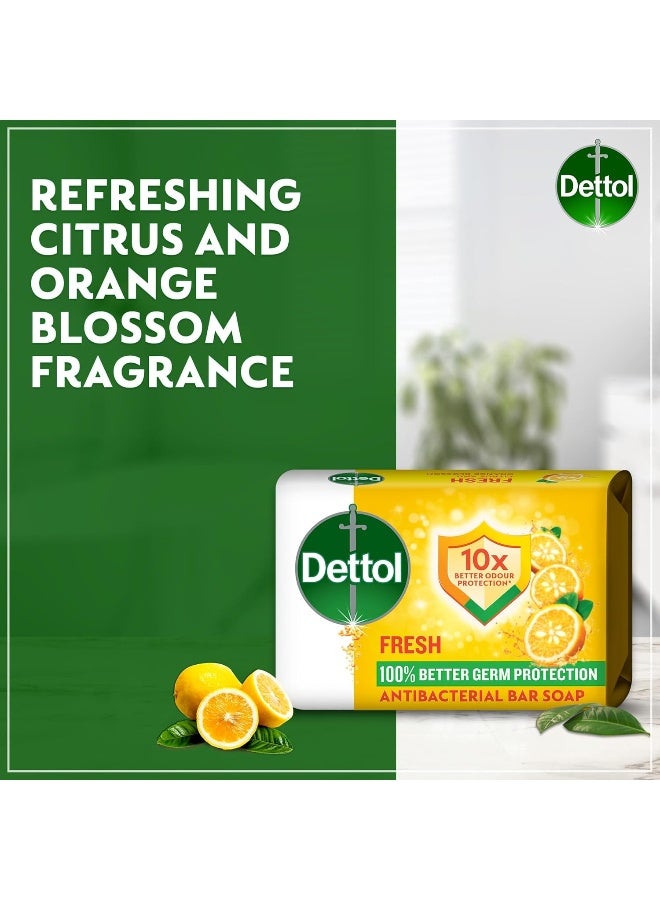 Dettol Fresh Anti-Bacterial Soap Bar Citrus & Orange Blossom Fragrance 165grams Pack of 4  - Image 5