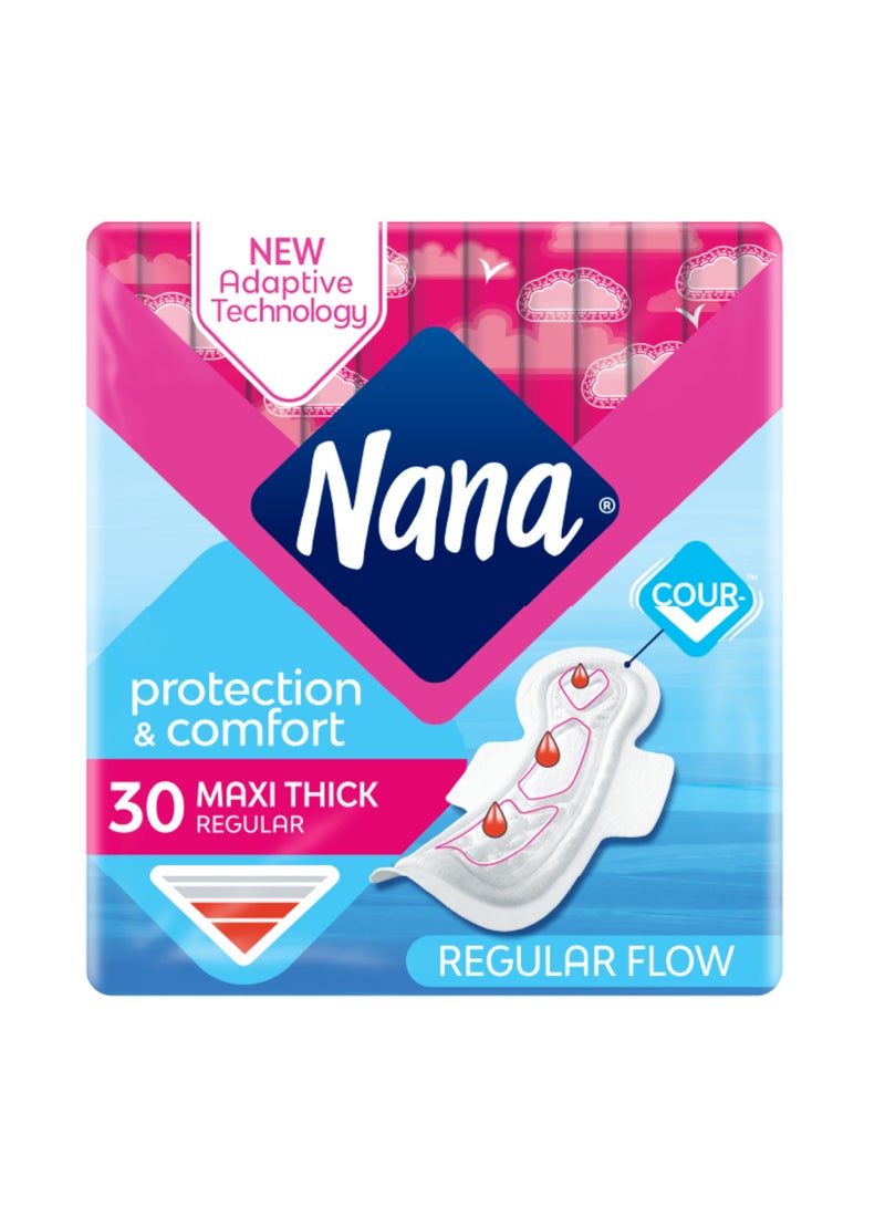 Nana Maxi Think Regular Protection And Comfort Sanitary Pads 30 Pieces White - Image 2