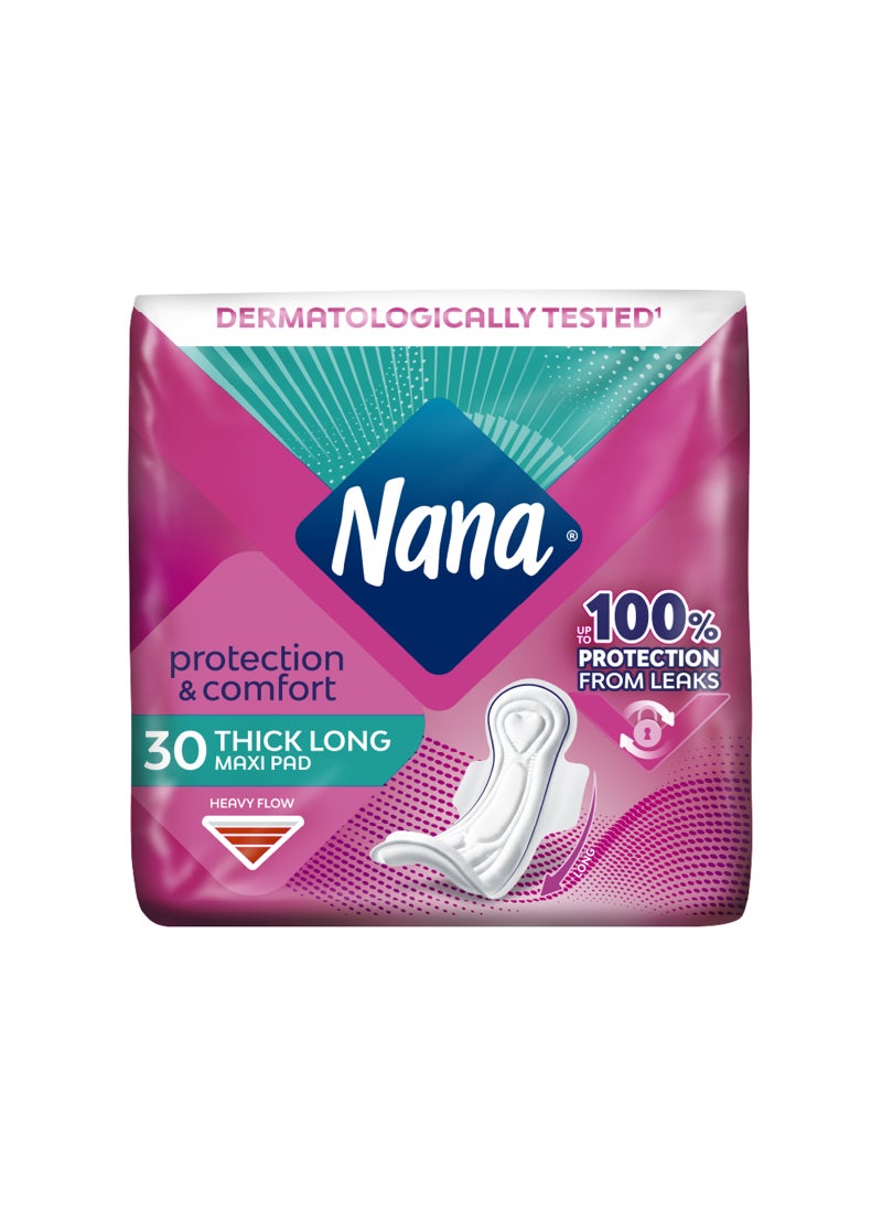 نانا 30 قطعة من فوط صحية بالأجنحة مقاس ماكسي 30-Piece - Image 1