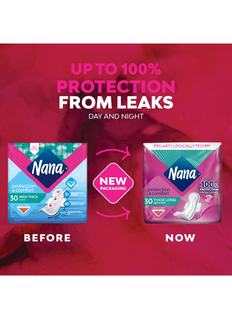 نانا 30 قطعة من فوط صحية بالأجنحة مقاس ماكسي 30-Piece - Image 4