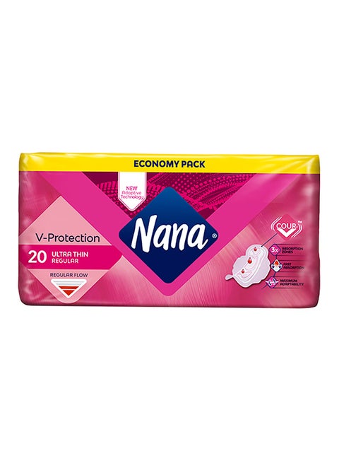 Ultra Thin Regular Flow Sanitary Pads, 20 Pieces